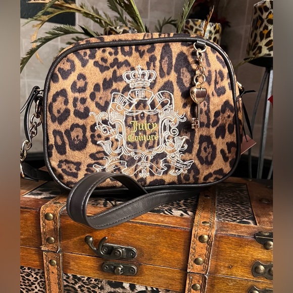 🐆JUICY COUTURE VIRAL NATURAL CHOCOLATE LEOPARD JUICY FOR ALL CROSSBODY BAG🐆NWT - Picture 4 of 13
